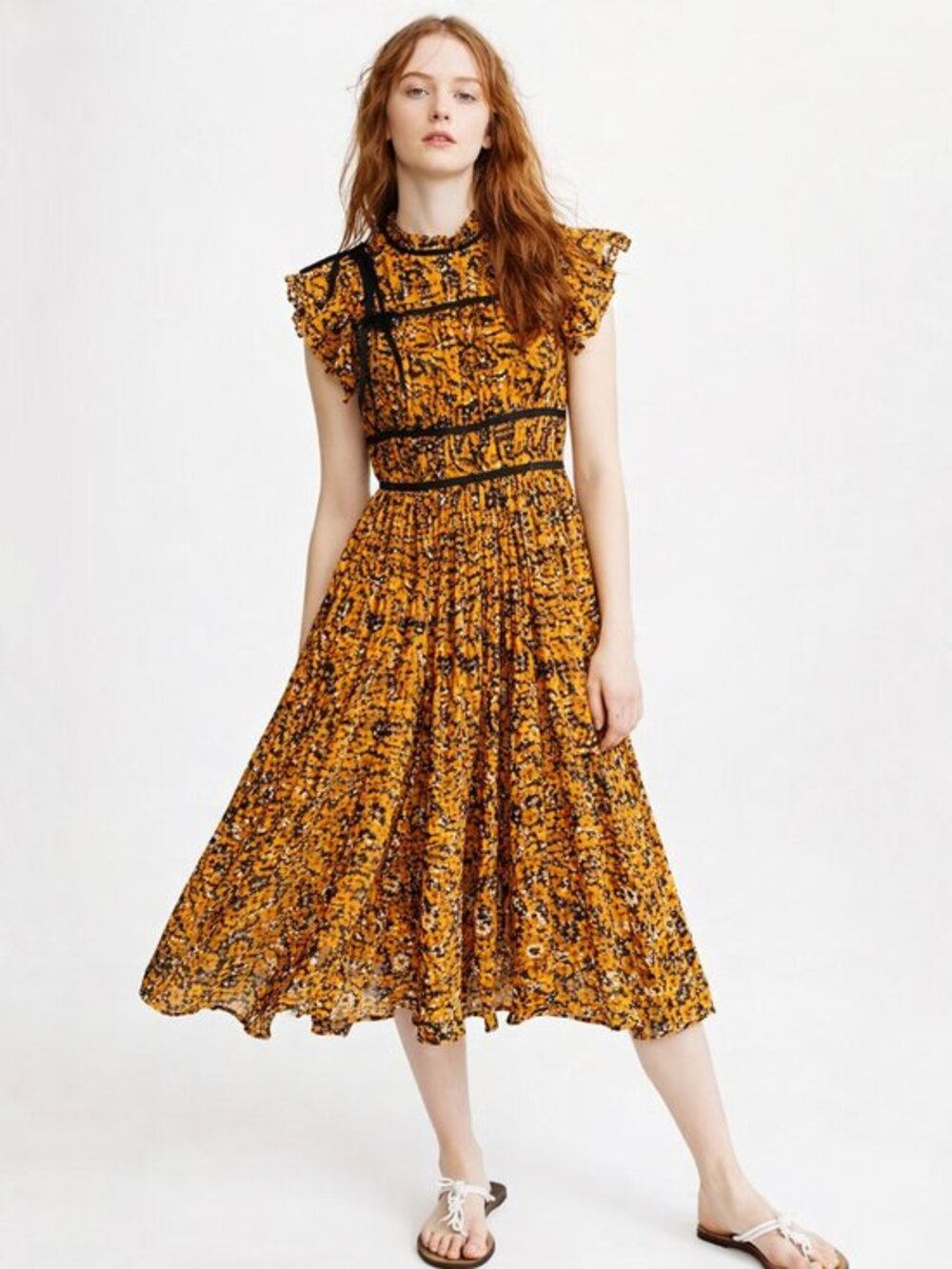 Ulla Johnson Amari Dress Marigold‎ Size 0 NWT Midi Orange Black - Picture 13 of 17